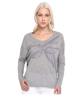 Armani Jeans Long Sleeve Dragonfly Laser Cut Blouse Womens T Shirt (Gray)