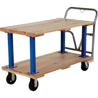 Vestil Double Decker Hardwood Platform Cart   1,600 Lb. Capacity, 48 Inch L x