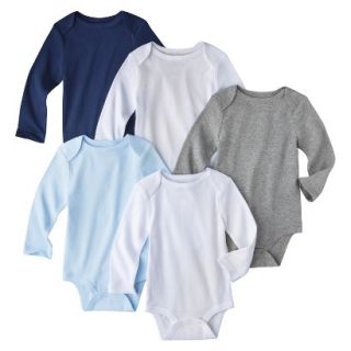 Circo Infant Boys 5 Pack Long sleeve Bodysuit   White/Blue/Grey 24 M