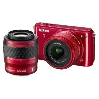 Nikon 1 S1 10.1MP Digital Camera with 11 27.5mm and 30 110mm Lenses   Red