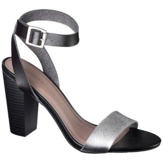 Womens Xhilaration Simone Block Heel Sandal   Black/Silver 8