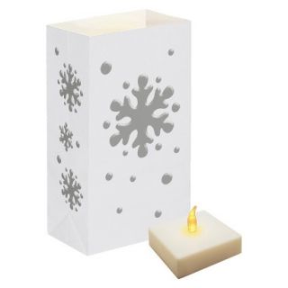 Snowflake Luminaria Lantern Kit   White/Silver (6 Count)