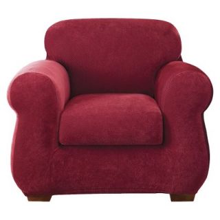Sure Fit Stretch Pique 2 Pc Chair Slipcover   Garnet