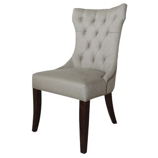 Nuloom Modern Button tufted Taupe Linen Nailhead Dining Chairs (set Of 2)