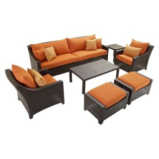 Deco 8 Piece Wicker Conversation Furniture Set   Orange