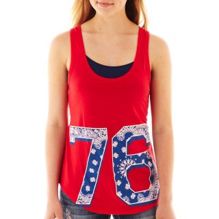 Hybrid Graphic Muscle Tank Top, Red, Womens