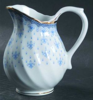 Quinta Nova Qun2 Creamer, Fine China Dinnerware   Blue Fleur De Lis & Floral,Sca