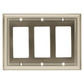 Brainerd Architectural Triple Decorator Wall Plate   Satin Nickel