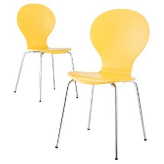 Dining Chair Modern Stacking Chair Yellow   Set of 2