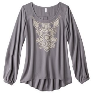 Xhilaration Juniors Embroidered Top   Gray XS(1)
