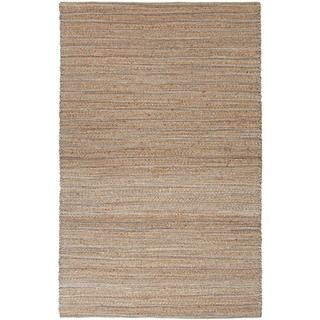 Natural Solid Jute/cotton Blue Area Rug (5 X 8)