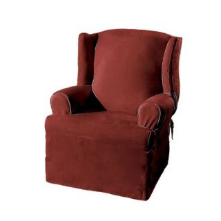 Sure Fit Soft Suede Wing Chair Slipcover   Burgundy