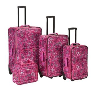Rockland Nairobi 4 pc Expandable Luggage Set   Pink Bandana