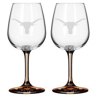 Boelter Brands NCAA 2 Pack Texas Longhorns Satin Etch Wine Glass   12 oz