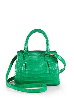 Nancy Gonzalez Crocodile Zip Top Handle Crossbody Bag   Green