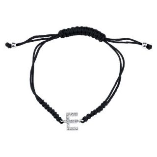 Silver Plated Crystal Wrap Bracelet with Initial E   Black