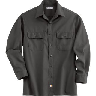 Carhartt Long Sleeve Twill Work Shirt   Dark Gray, Medium, Regular Style, Model