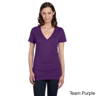 Bella Bella Womens Jersey Deep V neck T shirt Purple Size XXL (18)