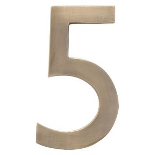 Architectural Mailbox 4 Cast Floating House Number 5 Antique Brass