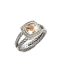 David Yurman Morganite, Diamond & Sterling Silver Ring   No Color