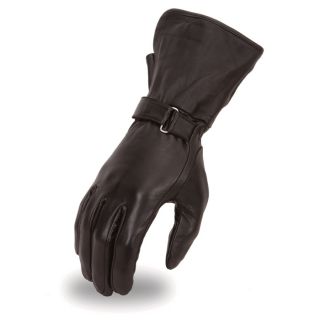 Mens Lightweight Gauntlet Motorcycle Gloves   Black, XL, Model FI125GL