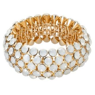 Capsule by C�ra Round Stone Stretch Bracelet   Gold/White