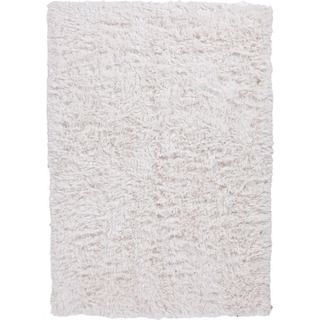 Hand woven Shags Solid Pattern Ivory Rug (9 X 12)
