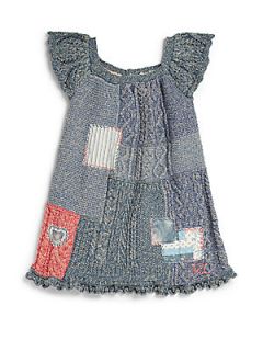 Ralph Lauren Toddlers & Little Girls Patchwork Dress   Blue