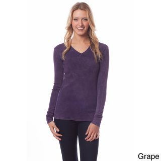 AtoZ AtoZ Womens Long Sleeve V neck Top Purple Size S (4  6)
