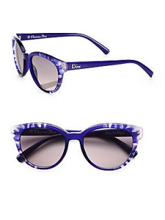 Dior Floral Accented Oval Optyl Sunglasses   Blue