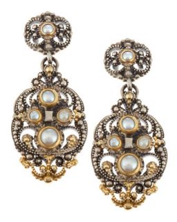 Granulated Silver, Pearl & 18k Gold Earrings