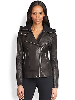 Mackage Kiera Asymmetrical Leather Biker Jacket   Black