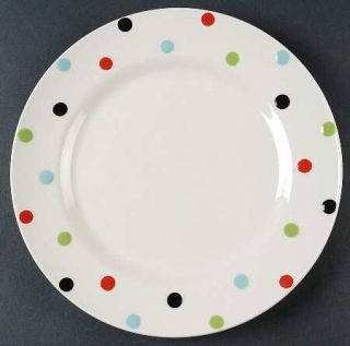 Spode Baking Days White Luncheon Plate, Fine China Dinnerware   Multicolor Dots