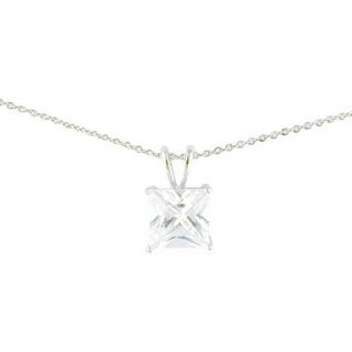 Silver Plated Square Cz Necklace   18