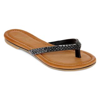 DIBA LONDON Laila Embellished Flip Flops, Black, Womens