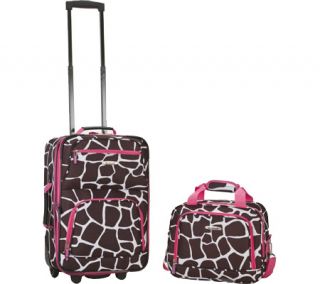Rockland 2 Piece Luggage Set F102   Pink Giraffe Luggage Sets