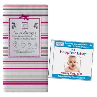 Swaddle Designs Marquisette Blanket & White Noise CD   Pink Stripes
