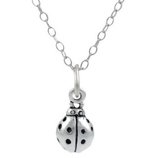 Journee Collection Sterling Silver Childrens Ladybug Necklace   Silver