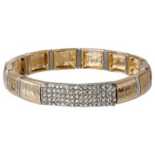 Capsule by C�ra Rectangle Bead Stretch Bracelet with Rhinestone Accent   Gold