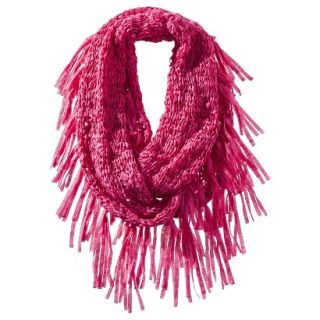 Mad Love Solid Infinity Scarf with Fringe   Pink