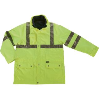 Ergodyne GloWear Class 3 4 in 1 High Visibility Jacket   Lime, Medium, Model
