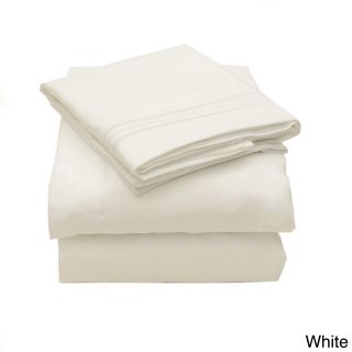 Bed Bath N More Triple Stitch 4 piece Bed Sheet Set White Size Full