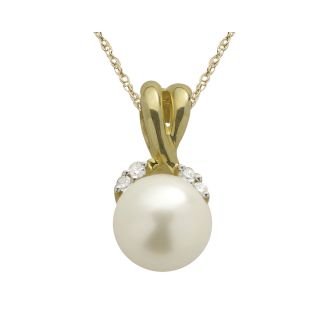 10K Gold Cultured Freshwater Pearl & Diamond Accent Pendant, Womens