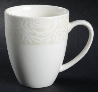Gorham Bowden Mug, Fine China Dinnerware   White Floral Rim On White,Smooth,No T