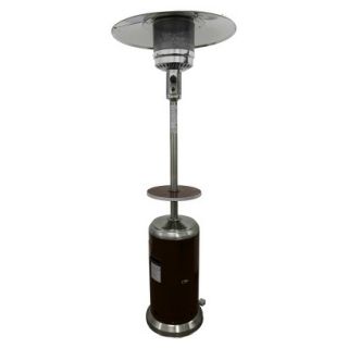 Garden Sun Tall Propane Patio Heater with Table   Stainless Steel and Hammered