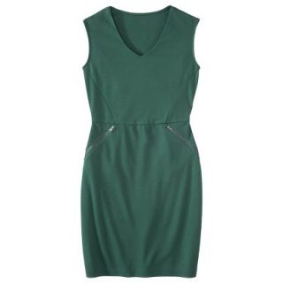 Mossimo Womens Ponte V neck Zippered Pocket Dress   Green S