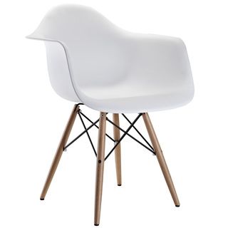 Wood Pyramid Arm Chair In White