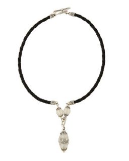 Frosted Crystal Woven Leather Necklace