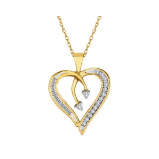 1/5 CT. T.W. Diamond 10K Yellow Gold Heart & Arrow Pendant, Womens