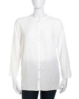 Organic Linen Long Sleeve Tunic, White, Womens